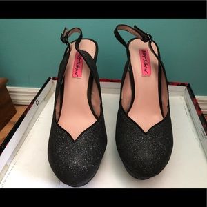 Betsey Johnson black sparkle heels